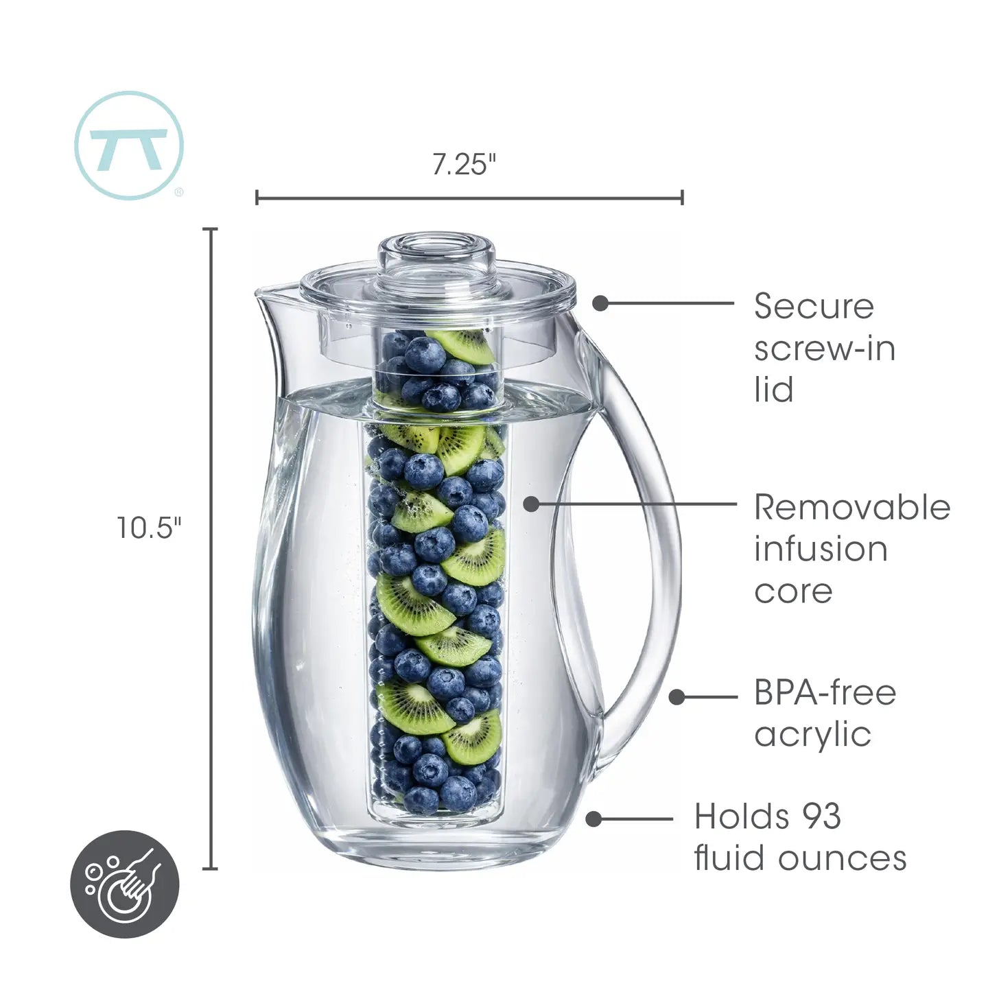 93oz Acrylic Fruit Infuser Pitcher