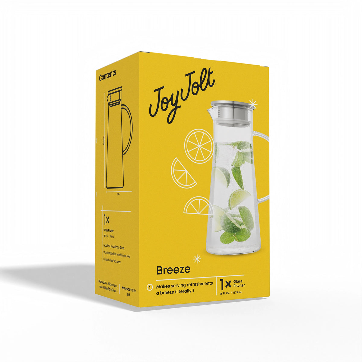 46oz Breeze Pitcher Glass w S/S Lid