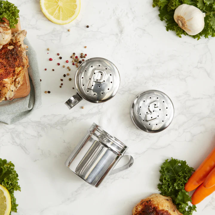 Stovetop Salt & Pepper Shaker Set, Stainless Steel, disc