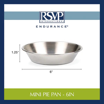 Mini 6" Pie Pan, Plate, Stainless Steel