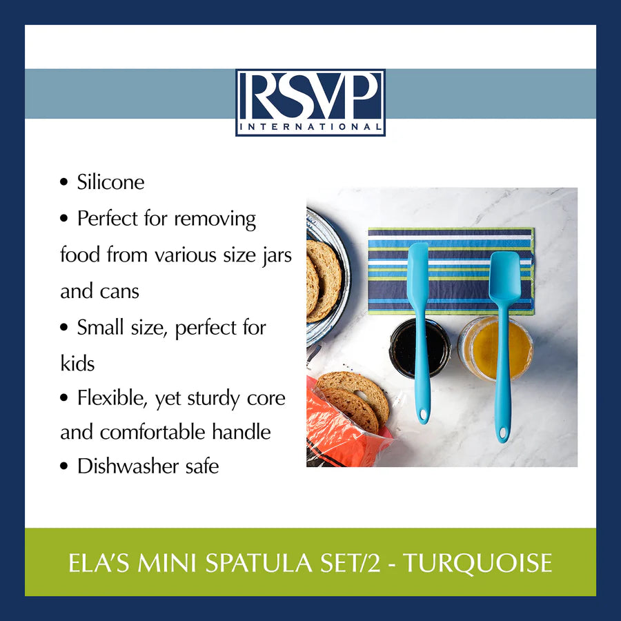 Turquoise Ela's S/2 Mini Silicone Spatula