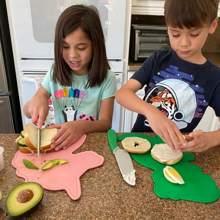 Dinosaur Cutting Board and Kid-Safe Knife Set