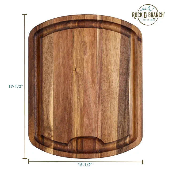 19.5" x 15.5" Acacia Wood Carving Board w/ Channel
