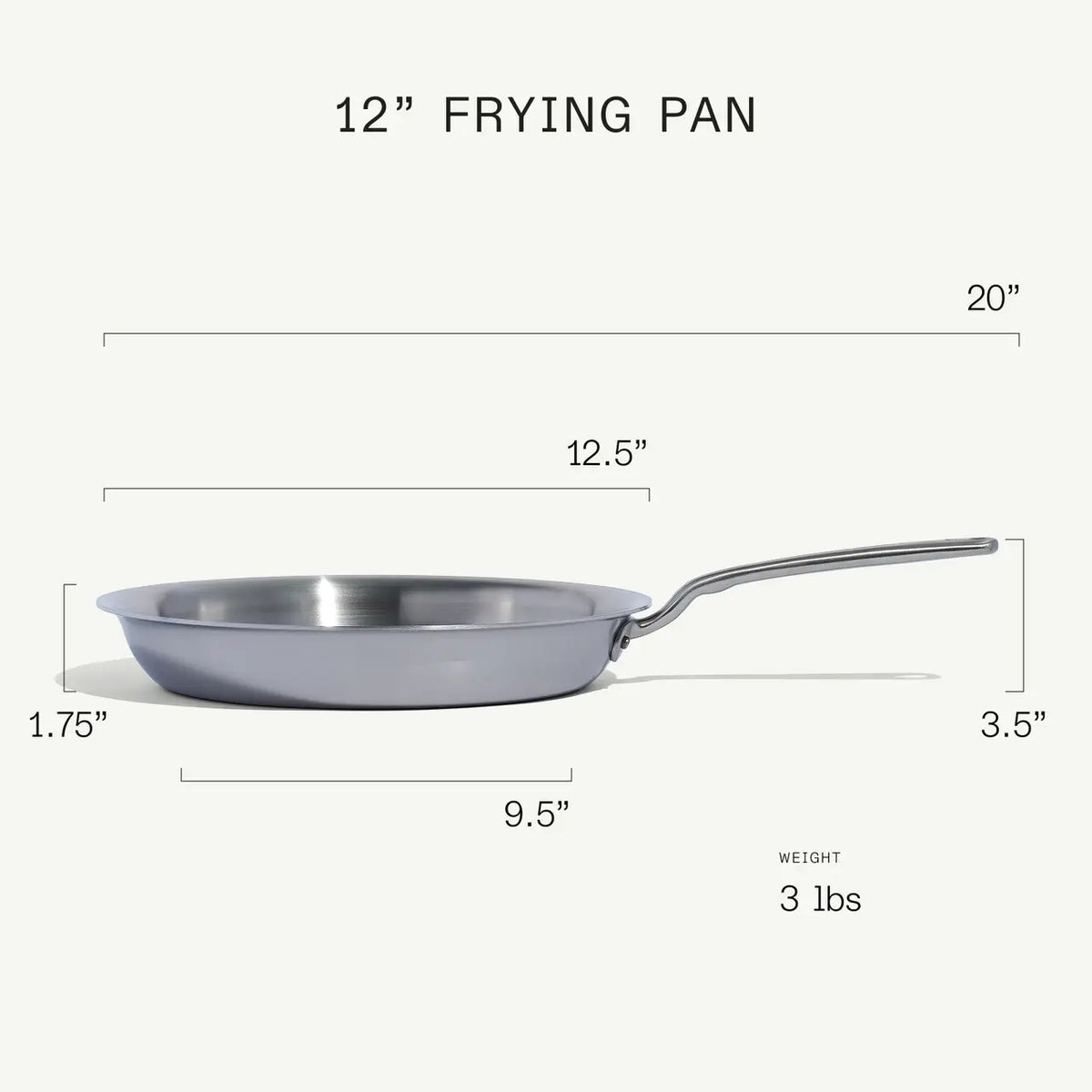 12" Stainless Steel Clad Frying Pan - Gold Handles