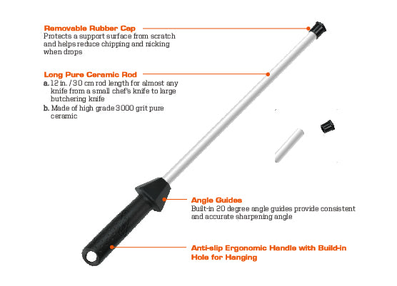 12" Ceramic Sharpening Rod