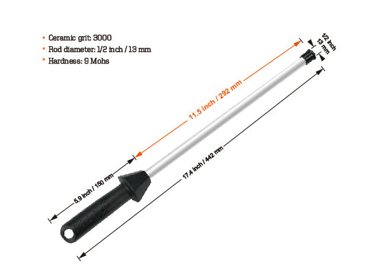 12" Ceramic Sharpening Rod