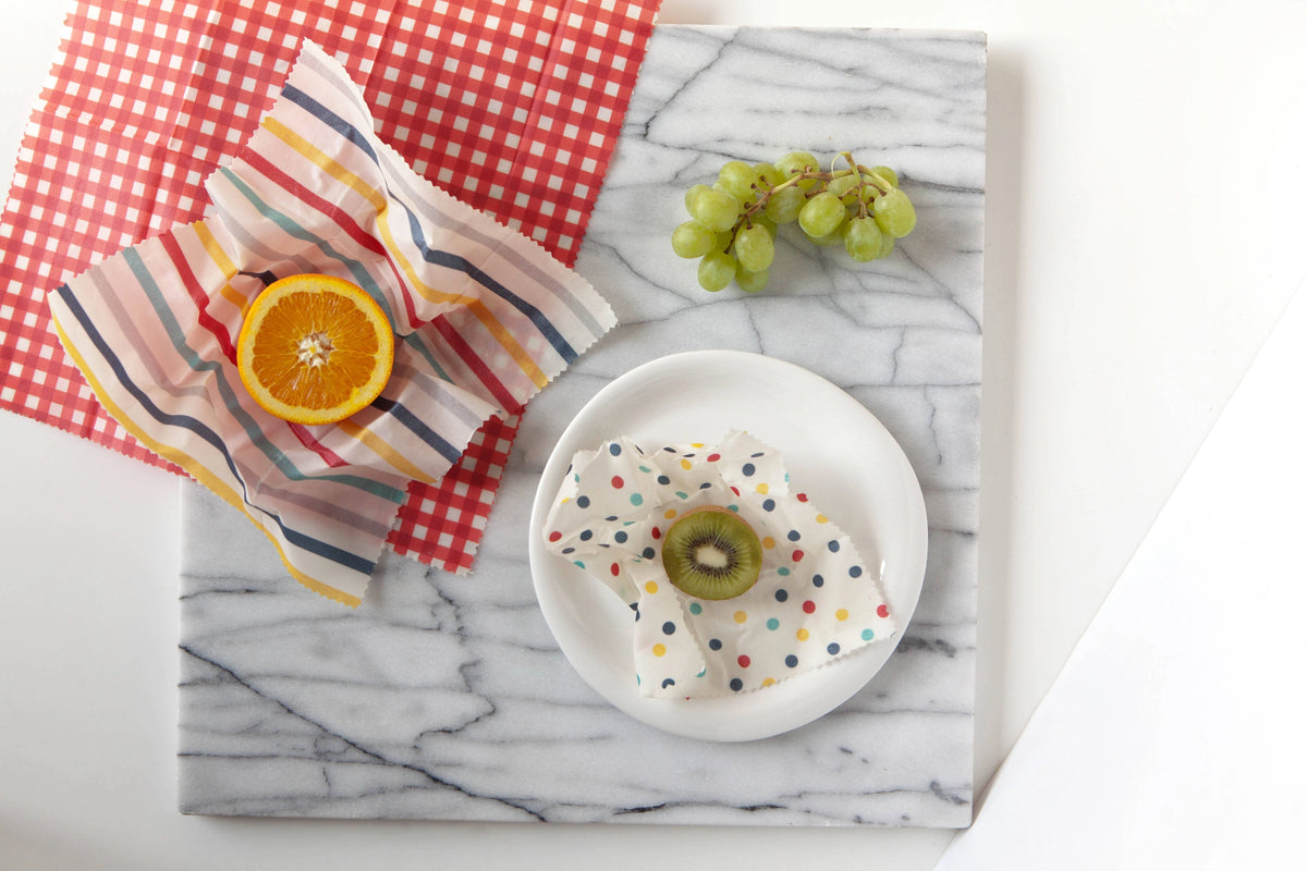 Gingham Dot Stripe S/3 Beeswax Wrap