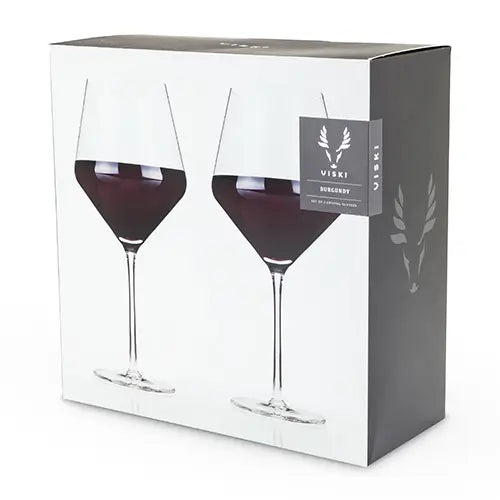 S/2 Angled Crystal Burgundy Glasses