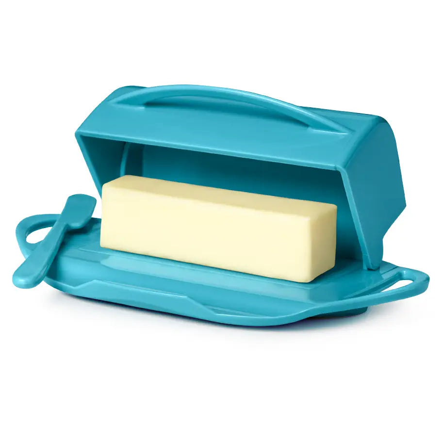 Flip-Top Butterie Butter Dish, w/ Spreader, Aqua