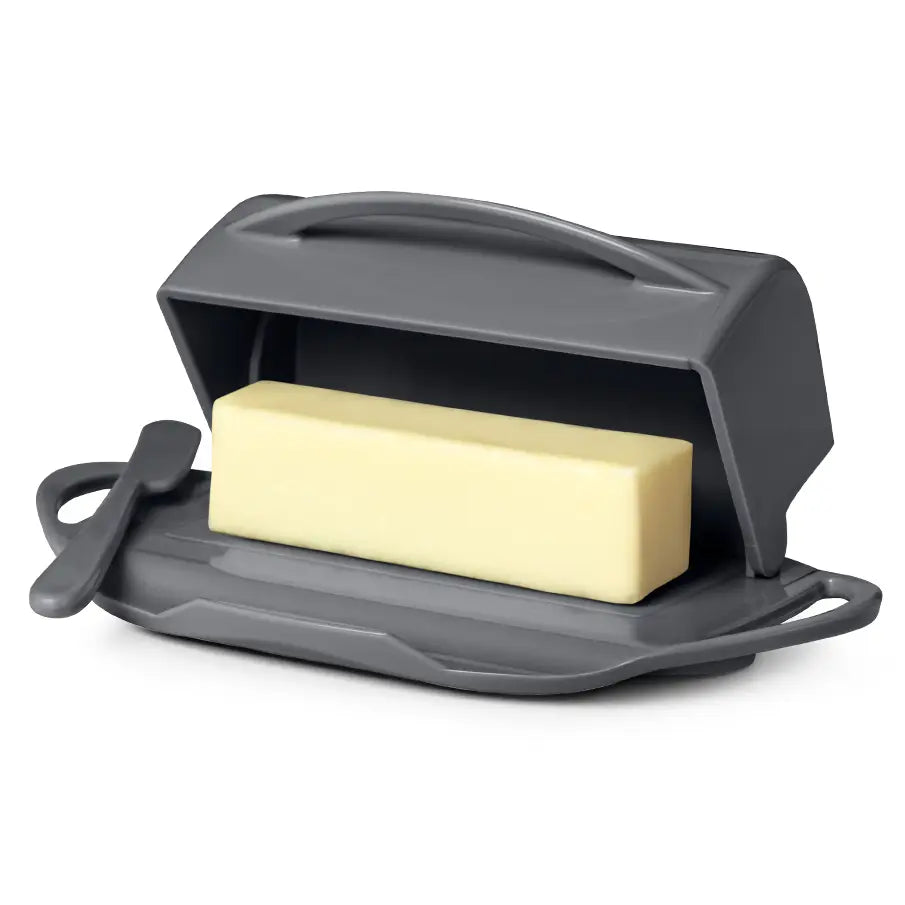 Flip-Top Butterie Butter Dish, w/ Spreader, Gray