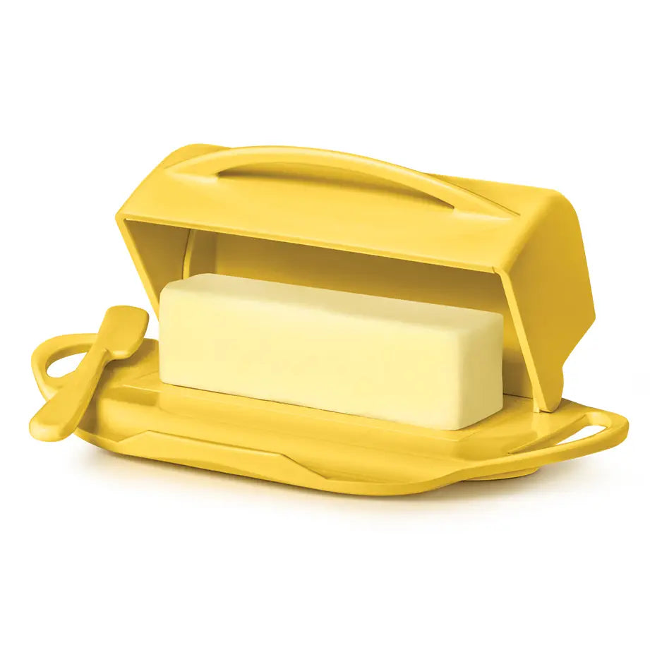Flip-Top Butterie Butter Dish, w/ Spreader, Yellow