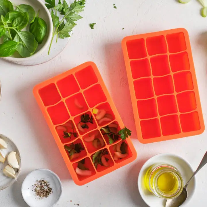 S/2 Orange Silicone Ice Tray