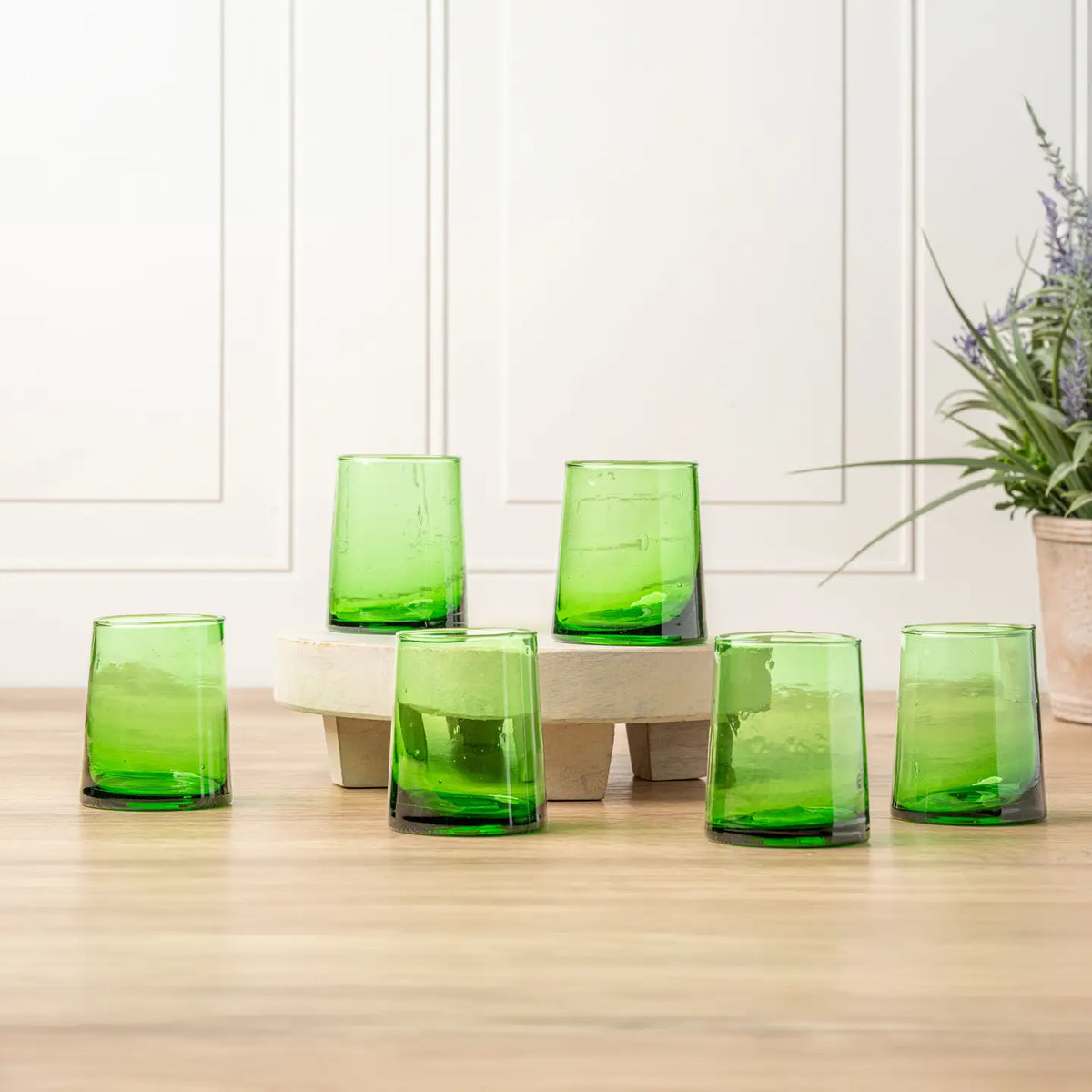 Handblown Moroccan Cone Glass, Small Green