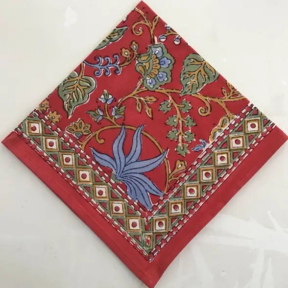 Red Indo Fleur Napkin