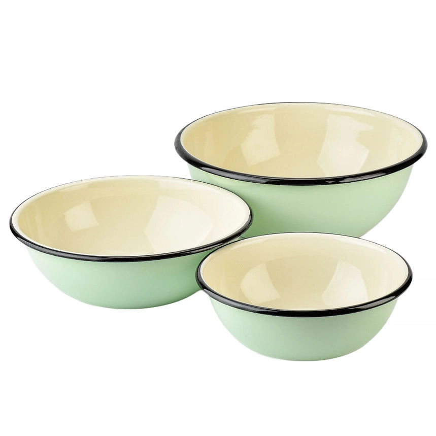 Mint Coolness S/3 Enameled Steel Bowl