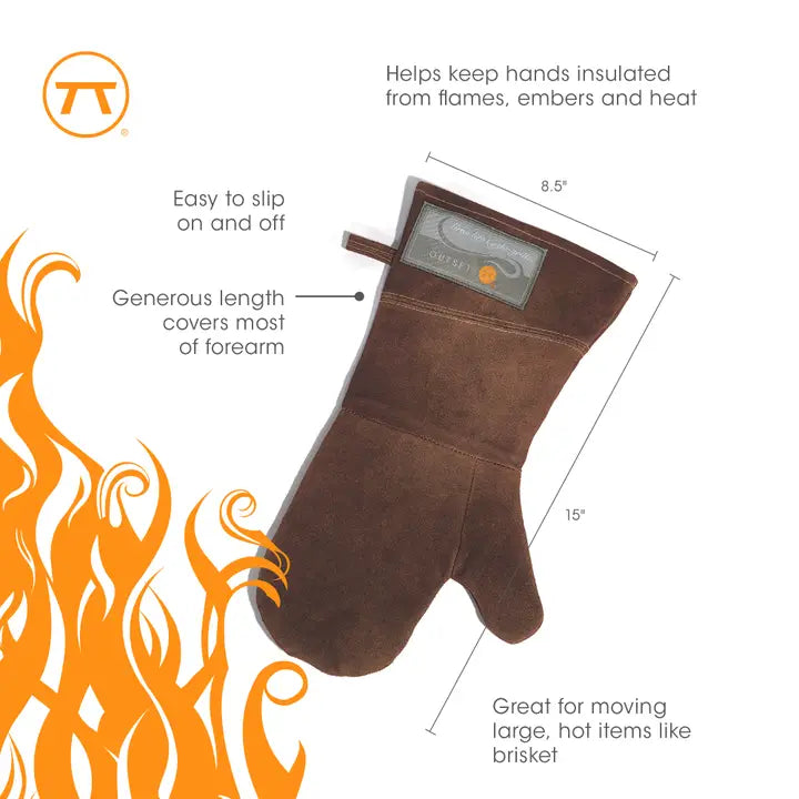15" Brown Leather Grill Mitt