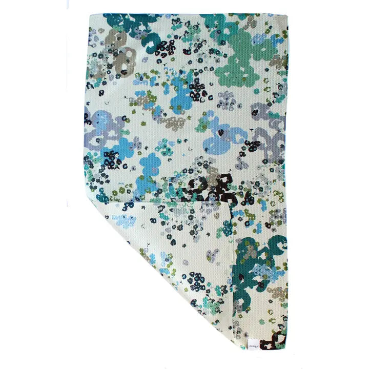 Blue Green Ditsy Flowers | Two Sided Microfiber Tea Towels