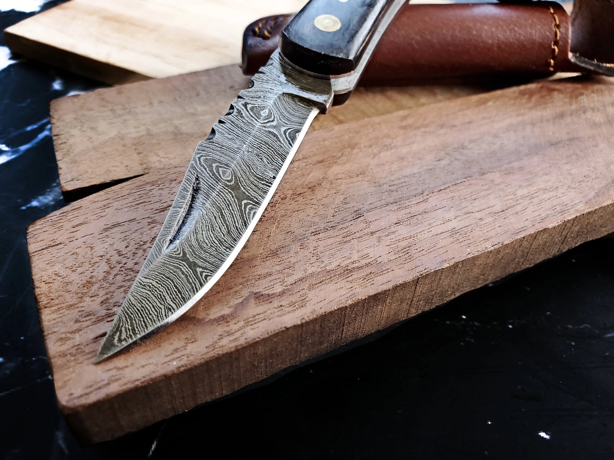 Folding Knife, Damascus, Pakka & Walnut Wood EDC