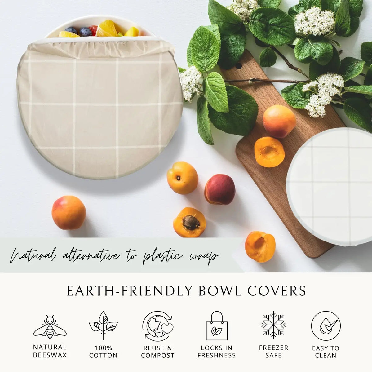 S/2 Reusable Beeswax Bowl Covers For Bread Proofing, Sourdough