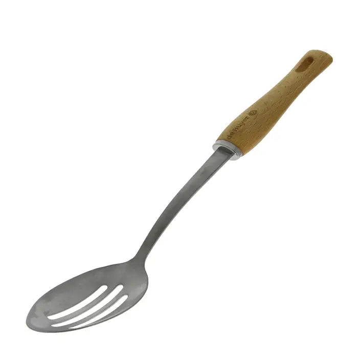 B Bois Slotted Spoon Stainless Wood 13.2"