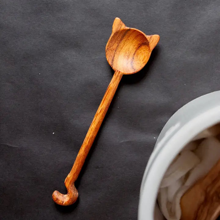 Cat Silhouette Hand-Carved Wooden Spoon