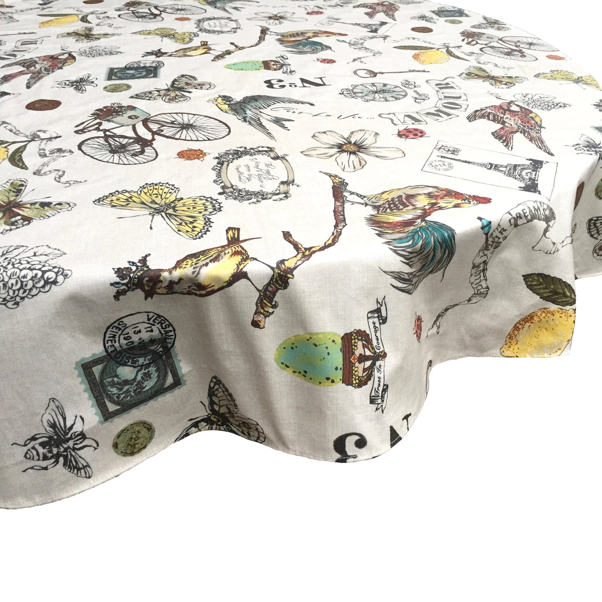 70" Round Vintage Tablecloth