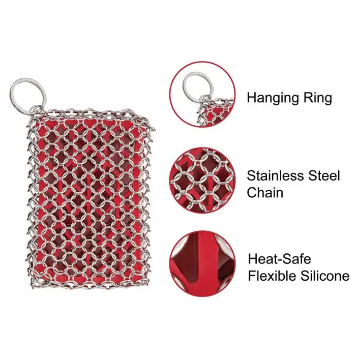Chainmail & Silicone Cast Iron Scrubber