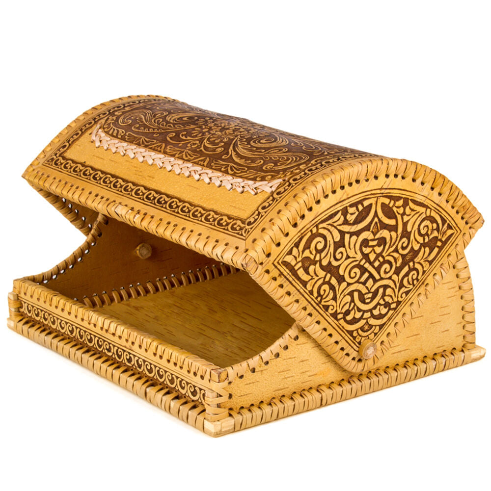 Birch Bark Flower Ornament Bread Box