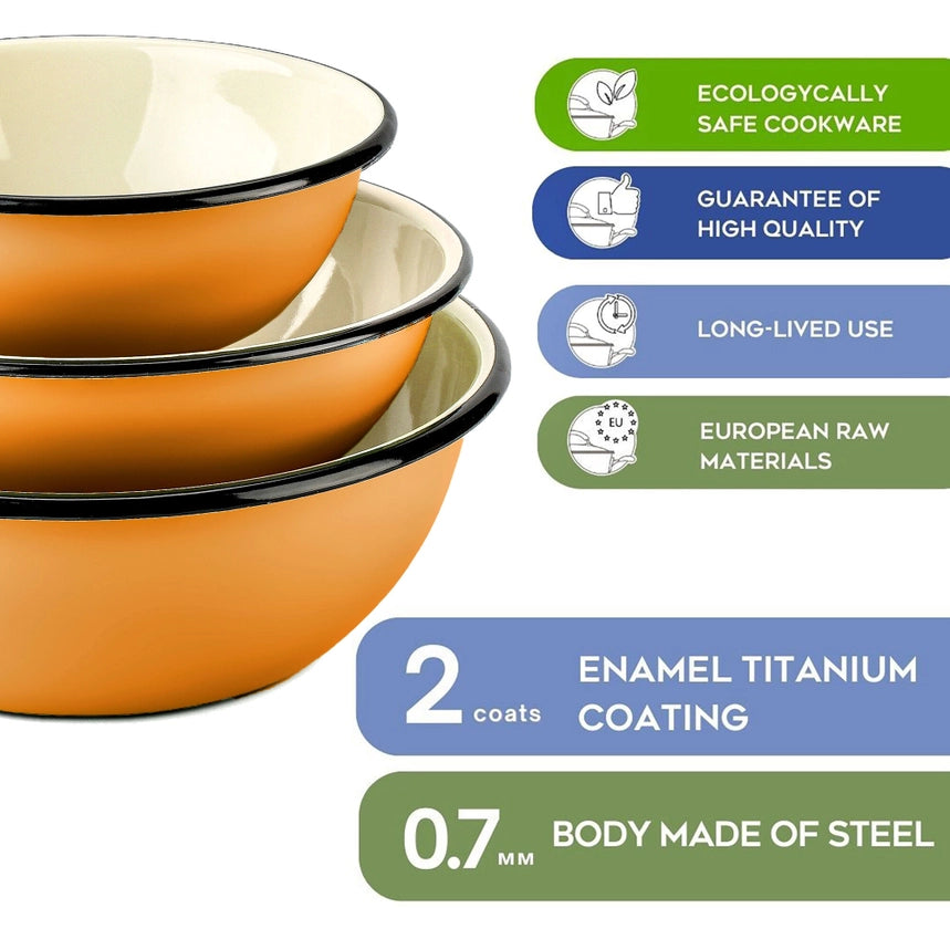 Mustard S/3 Enameled Bowl