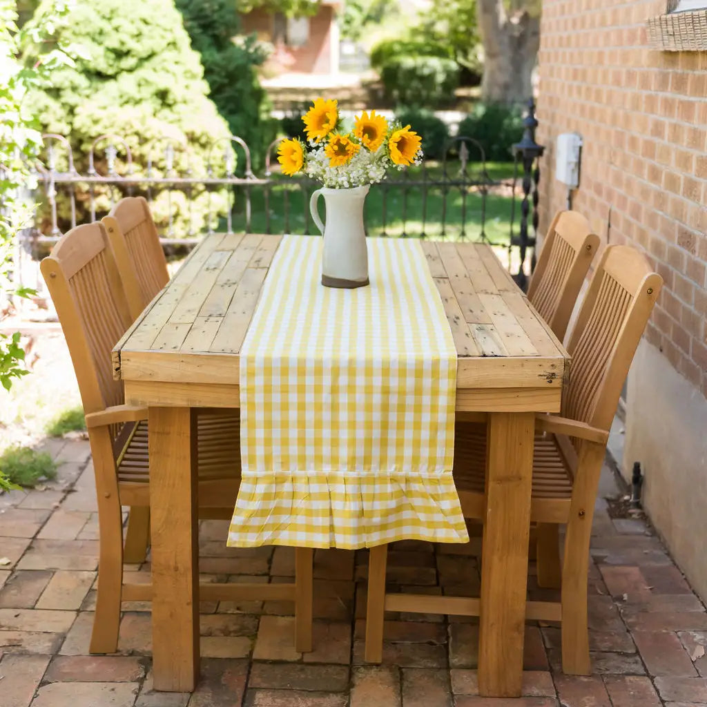 17"x104" Yellow Gingham Table Runner