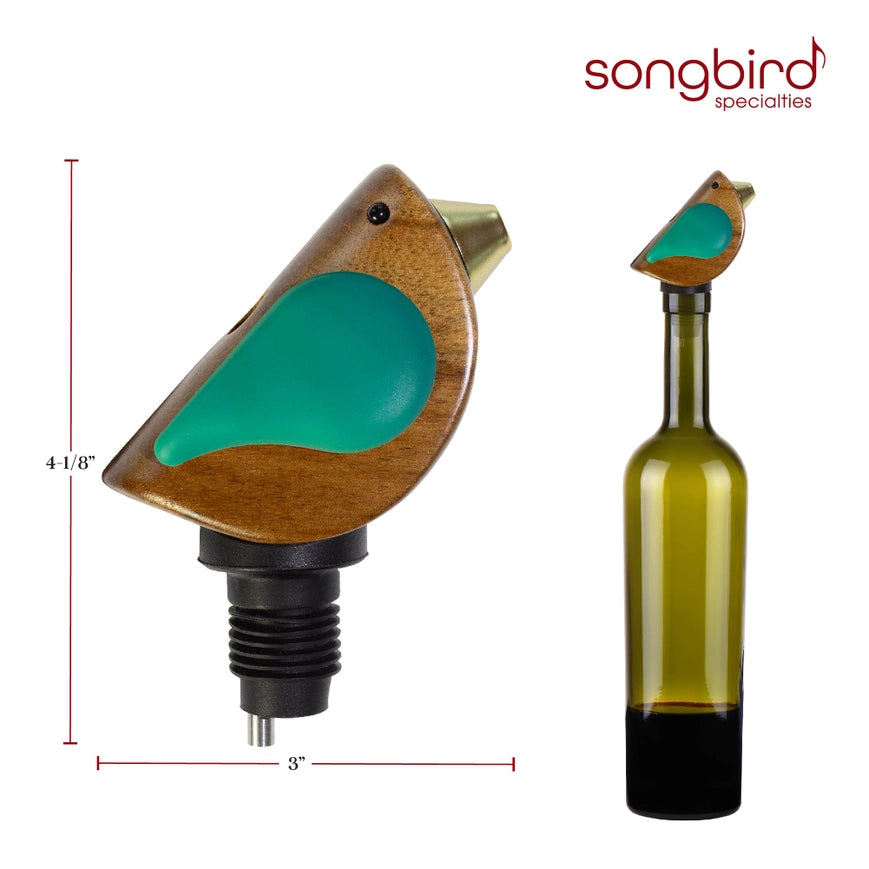 Songbird Wine Bottle Pourer Turquoise