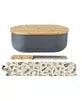 Slate 4-in-1 Bread Box with Cutting Board, Knife, and Cotton Bag