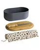Slate 4-in-1 Bread Box with Cutting Board, Knife, and Cotton Bag