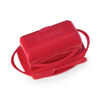 Flip-Top Butterie Butter Dish, w/ Spreader, Red