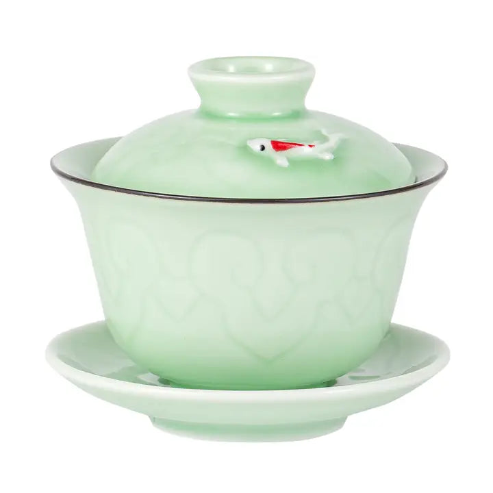 Celedon Green Koi Gaiwan Tea Brewing Cup