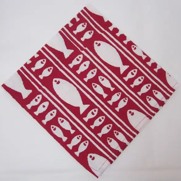 Red Fish Striped Napkin
