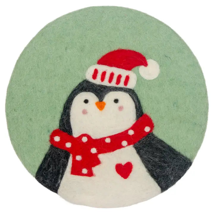 8" Penguin Felted Trivet