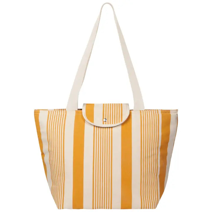 Ochre Striped Fold-Up Fresh Tote