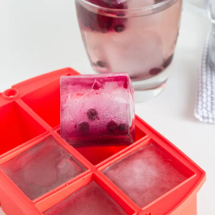 Mega Ice Block Tray, Ruby, 7.25" X 4.5" X 2"