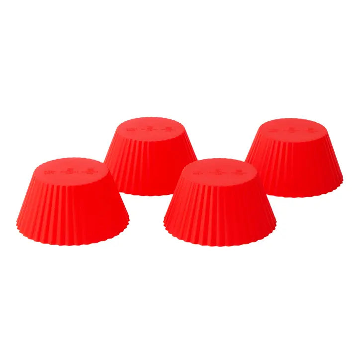 S/12 Silicone Cupcake Liners Red Muffin