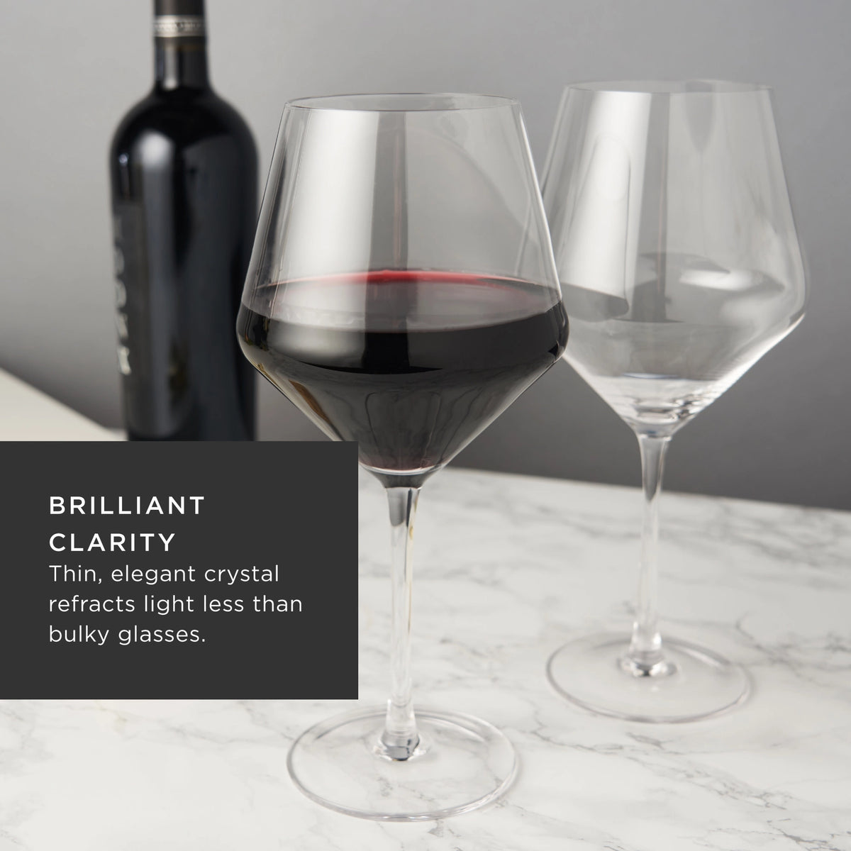 S/2 Angled Crystal Burgundy Glasses