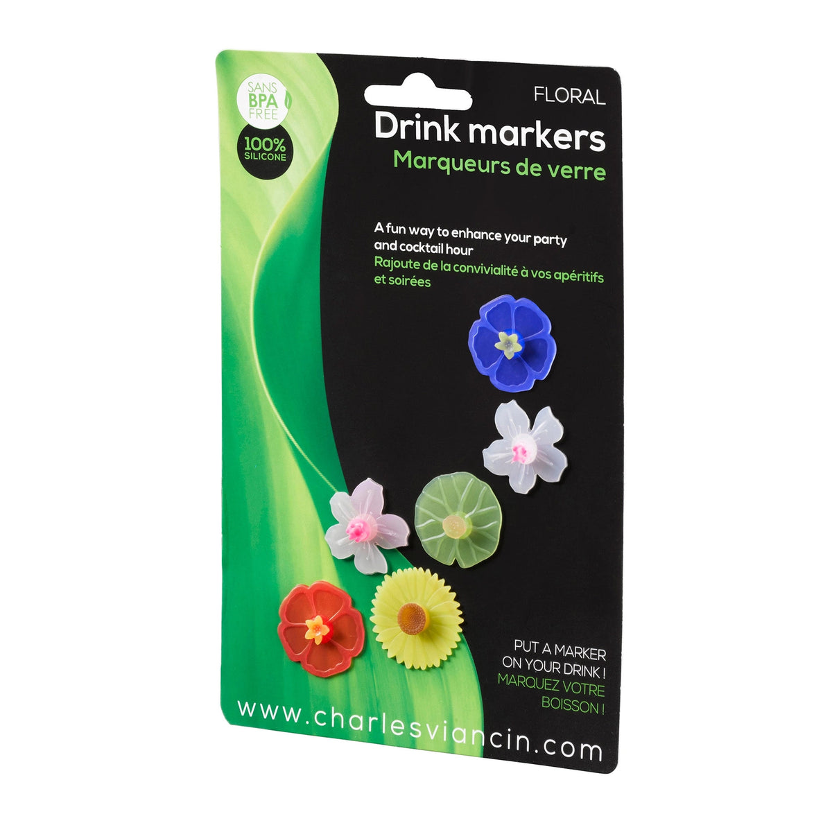 Floral Drink Markers S/6