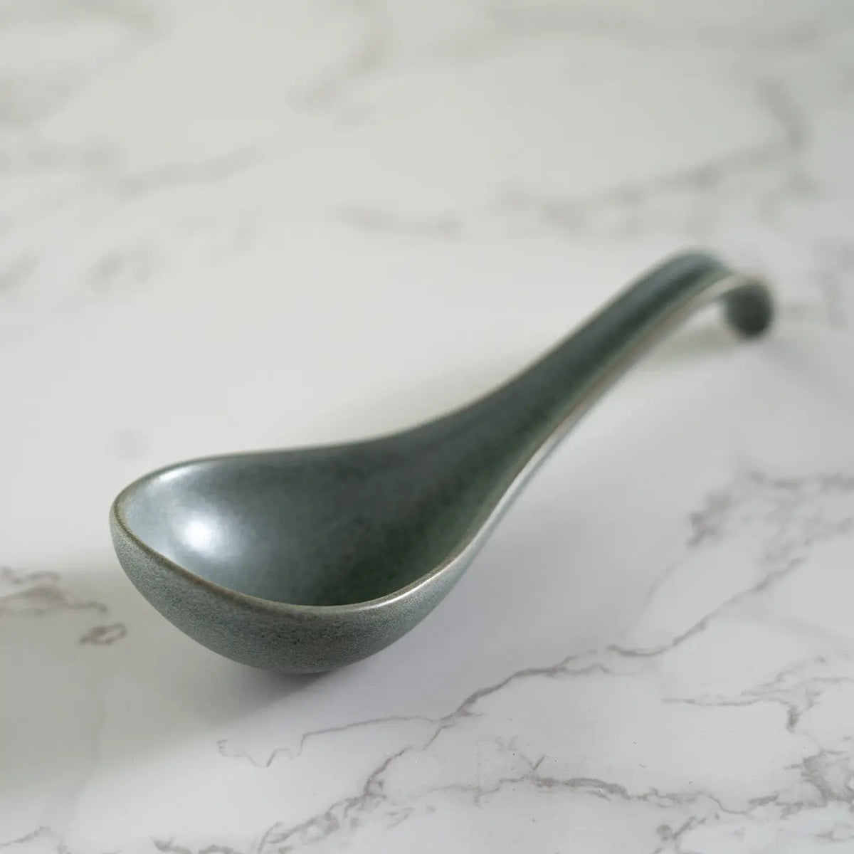 Green 5.9"L Porcelain Soup Spoon