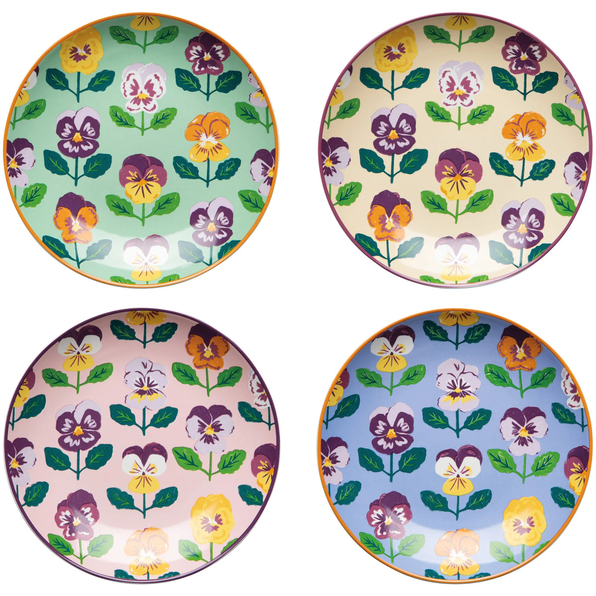 S/4 Pansy Appetizer Plates