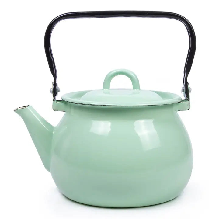 Mint Coolness 2.7qt Vintage Enamel Kettle with Metal Handle