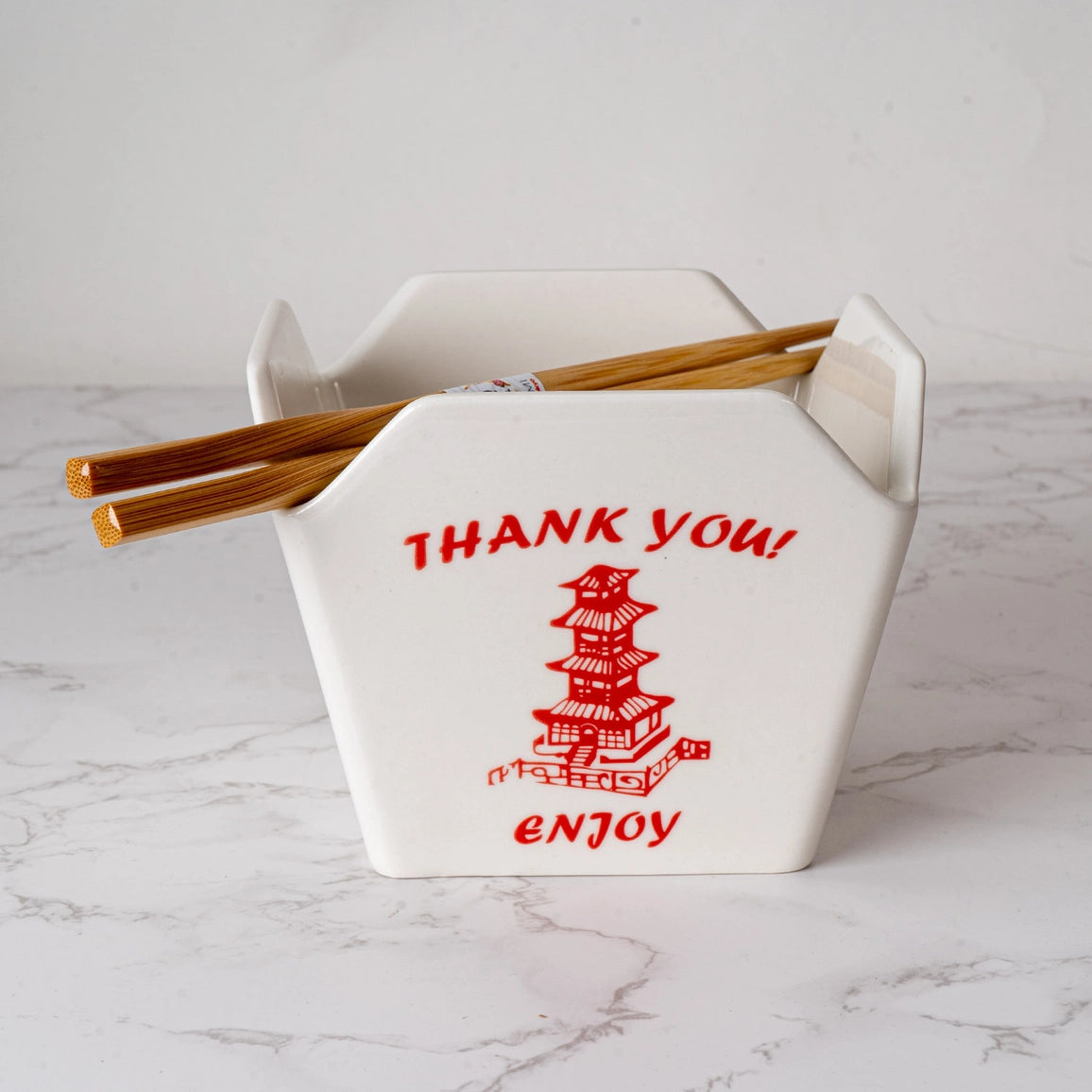 Pagoda 16oz Takeout Box & Chopsticks Set