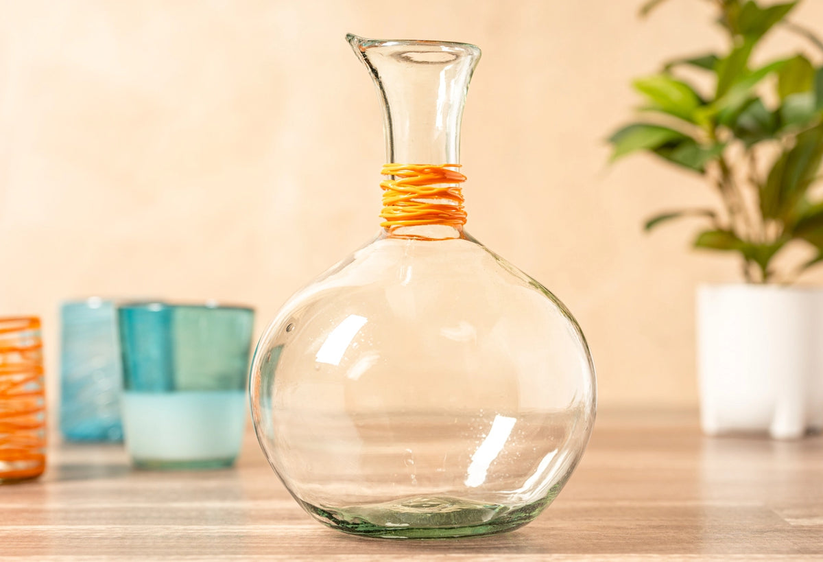 Carafe Handblown Glass Org Swirl