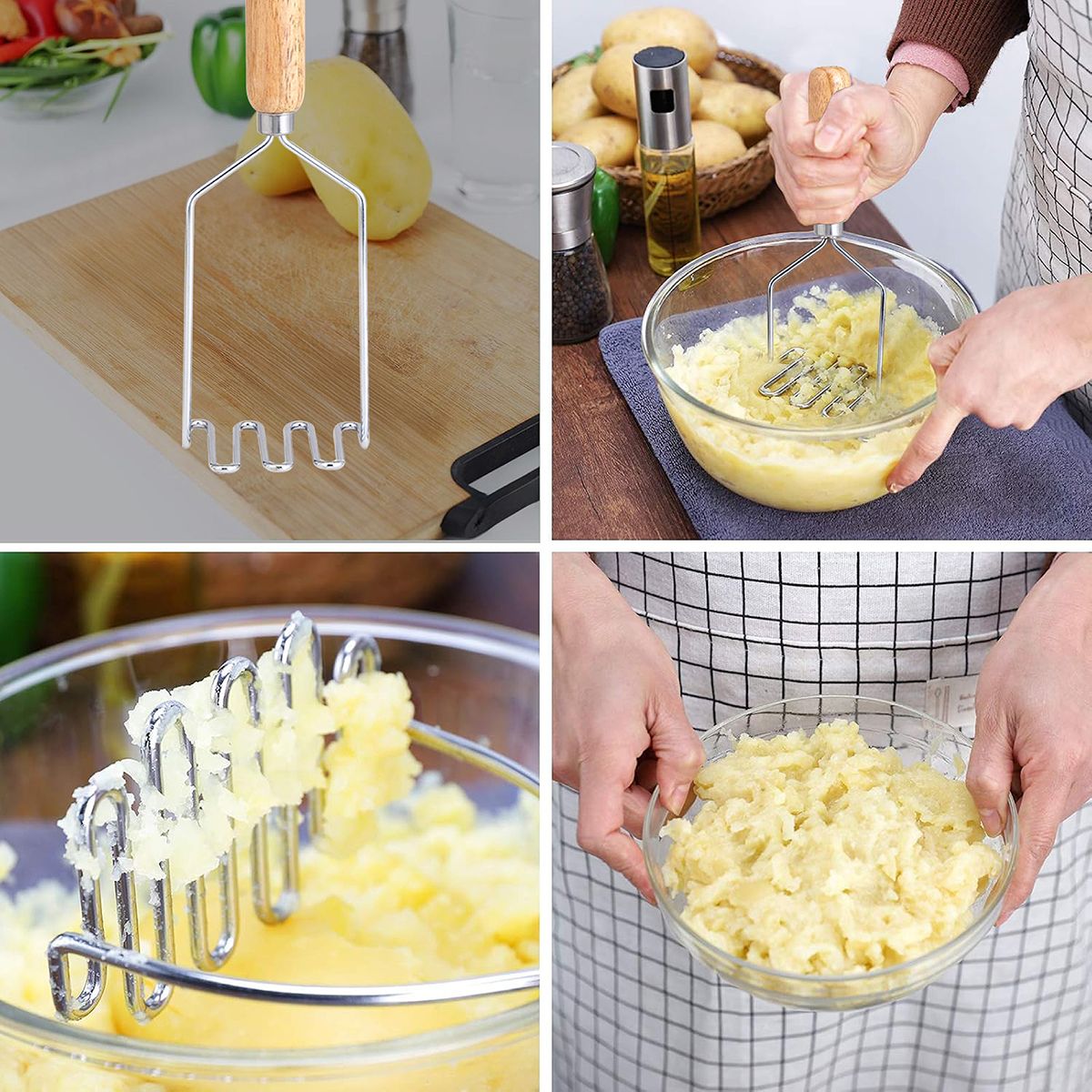 Potato Masher Wood Handle, Extra Long