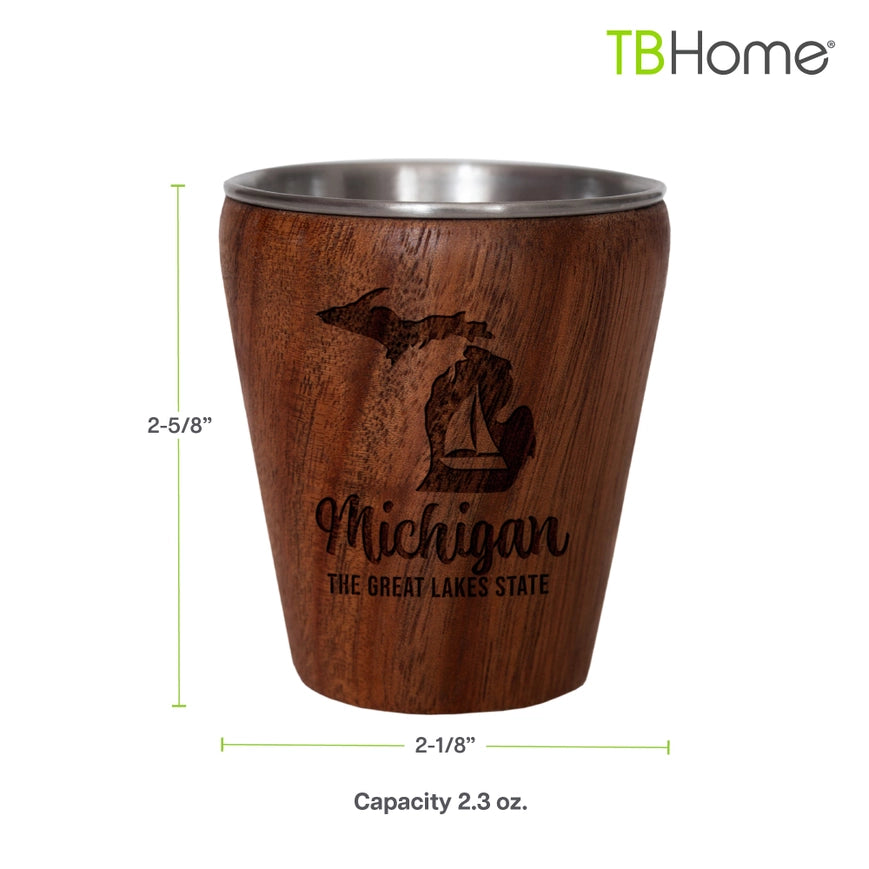 Michigan Shot Glass Wood, Metal Lined