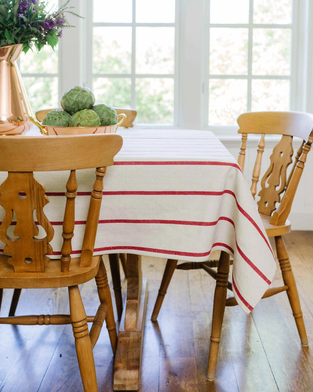 60"x120" Red Striped Tablecloth